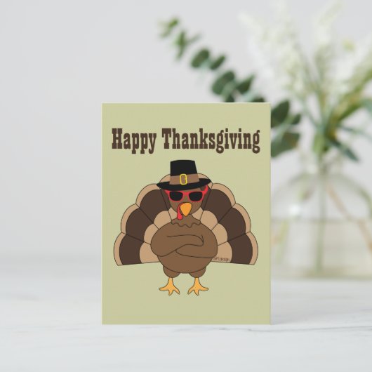 Cool Turkije Happy Thanksgiving aangepaste tekst Briefkaart (Staand voorkant)