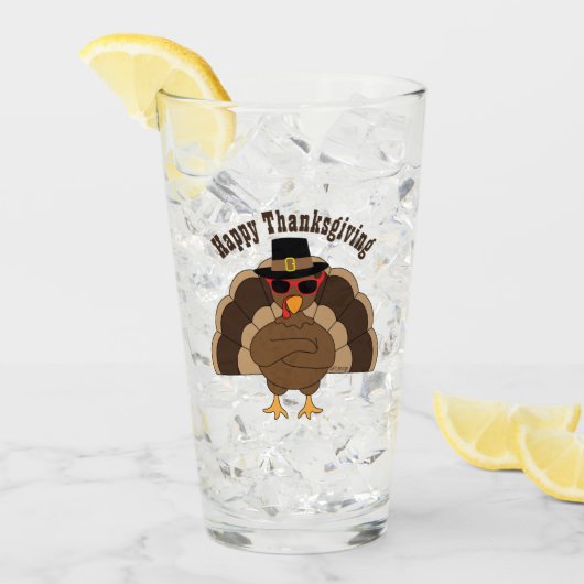 Cool Turkije Happy Thanksgiving aangepaste tekst Glas (Voorkant ijs)