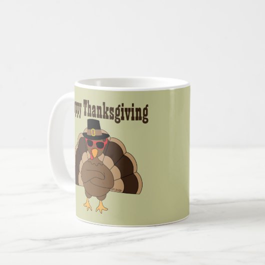 Cool Turkije Happy Thanksgiving aangepaste tekst Koffiemok (Voorkant links)