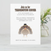 Cool Turkije met zonnebril Thanksgiving diner Kaart (Staand voorkant)