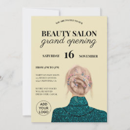 Cool turkooise glitter Beausalon grand opening Kaart