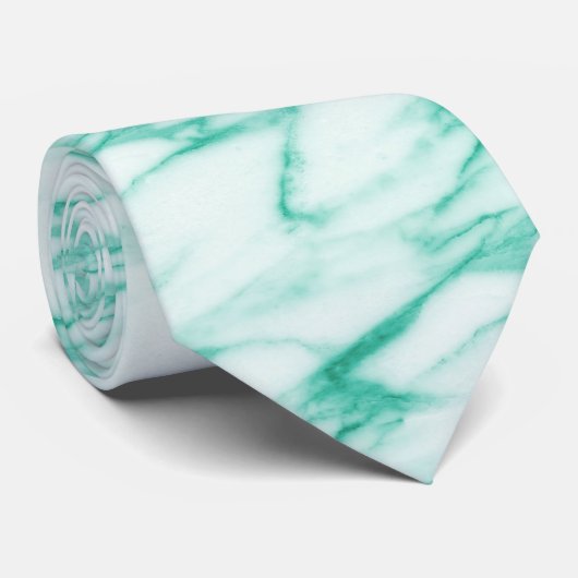Cool Turquoise Alabaster Marble Patroon Stropdas (Opgerold)