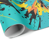 Cool Turquoise Blue Paintball Blast Paint Splatte Cadeaupapier (Rol Hoek)