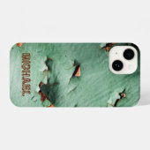 Cool turquoise brown rustmetal Jouw naam iPhone Hoesje (Achterkant horizontaal)