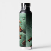 Cool turquoise brown rustmetal Jouw naam Waterfles (Rechts)