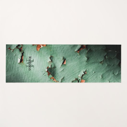 Cool turquoise brown rustmetal Monogram Yogamat (Voorkant (horizontaal))