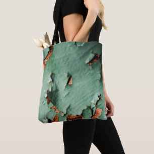 Cool turquoise brown rustmetal tote bag