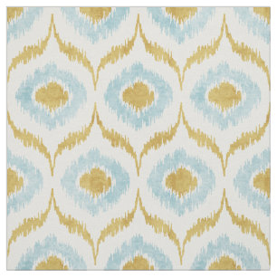 Cool turquoise en goudikat tribale patroon stof