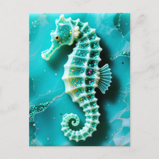 Cool Turquoise Seahorse Briefkaart