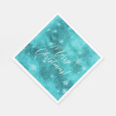 Cool Turquoise Winter Wonderland Snow Waterverf Servet (Hoek)