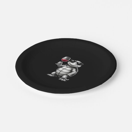 cool turtle drinking red wine art print_1 (1) papieren bordje (Gekanteld)