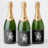 cool turtle drinking red wine art print_1 (1) sparkling wijnetiket (Flessen)