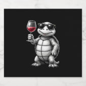 cool turtle drinking red wine art print_1 (1) sparkling wijnetiket (Enkel label)
