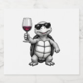 cool turtle drinking red wine art print_1 (1) sparkling wijnetiket (Enkel label)