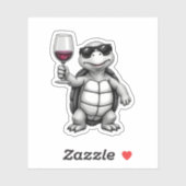 cool turtle drinking red wine art print_1 (1) sticker (Vel)