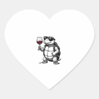 cool turtle drinking red wine art print_1 (2) hart sticker