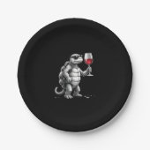 cool turtle drinking red wine art print_1 (2) papieren bordje (Voorkant)