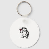 cool turtle drinking red wine art print_1 (2) sleutelhanger (Voorkant)