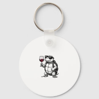 cool turtle drinking red wine art print_1 (2) sleutelhanger