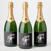 cool turtle drinking red wine art print_1 (2) sparkling wijnetiket (Flessen)