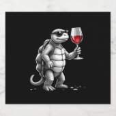 cool turtle drinking red wine art print_1 (2) sparkling wijnetiket (Enkel label)