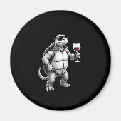 cool turtle drinking red wine art print_1 (3) magneet (Voorkant)