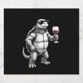 cool turtle drinking red wine art print_1 (3) sparkling wijnetiket (Enkel label)