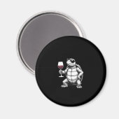cool turtle drinking red wine art print_1 (4) magneet (Voorkant / Achterkant)