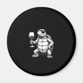 cool turtle drinking red wine art print_1 (4) magneet (Voorkant)