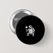 cool turtle drinking red wine art print_1 (4) ronde button 5,7 cm (Voorkant /achterkant)