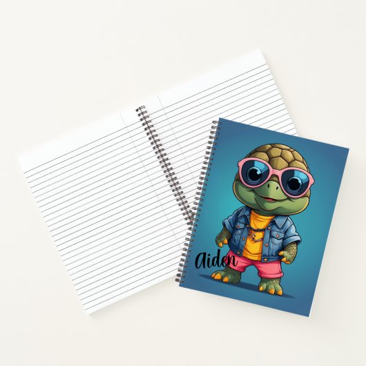 Cool Turtle gepersonaliseerd Notitieboek (Binnen)