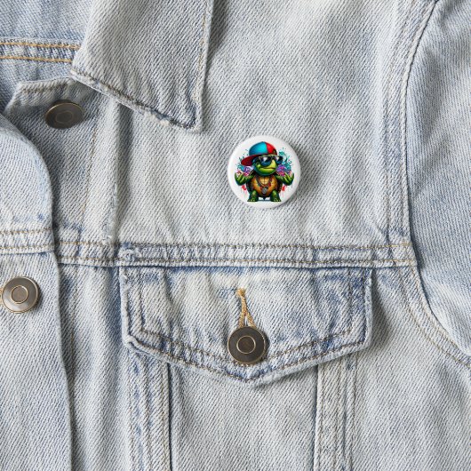 Cool Turtle Hip Hop Ronde Button 3,2 Cm (In situ)