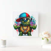 Cool Turtle Hip Hop Vierkante Klok (Huis)