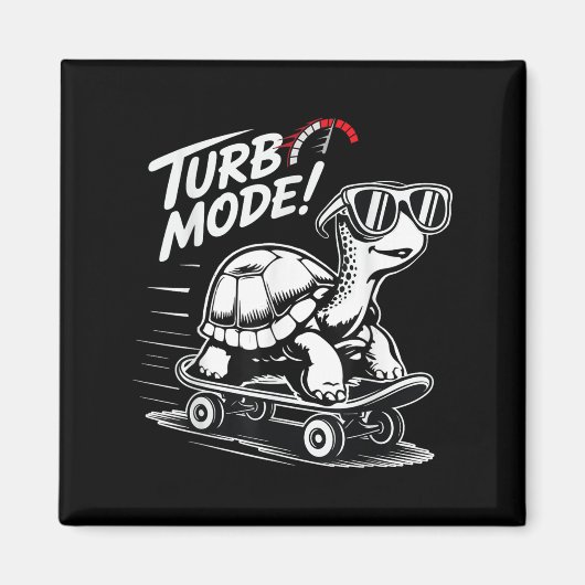 Cool Turtle op Skateboard Funny Turbo Gift Magneet (Voorkant)