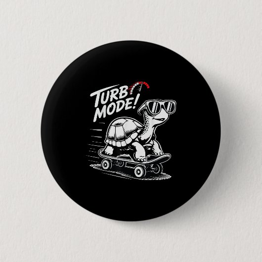 Cool Turtle op Skateboard Funny Turbo Gift Ronde Button 5,7 Cm (Voorkant)