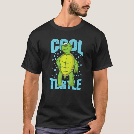 Cool Turtle Reptile Water Back Shell T-shirt (Voorkant)