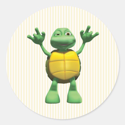 Cool Turtle Ronde Sticker (Voorkant)