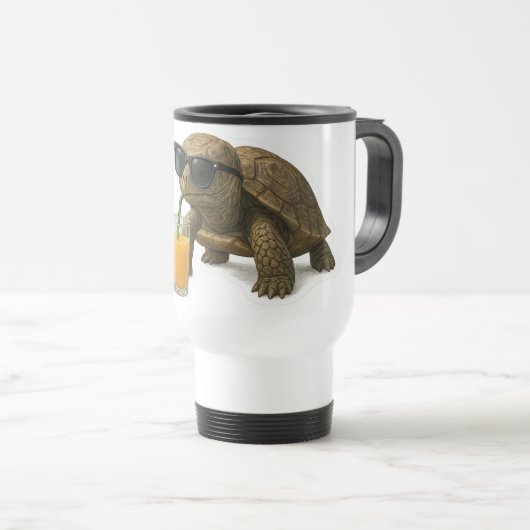 Cool Turtle Sipping Juice Sticker Reisbeker (Voorkant rechts)