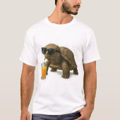 Cool Turtle Sipping Juice Sticker T-shirt (Voorkant)
