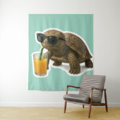 Cool Turtle Sipping Juice Sticker Wandkleed (In situ)