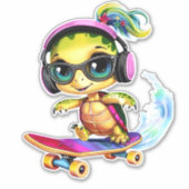 Cool Turtle Skateboarden Sticker (Voorkant)