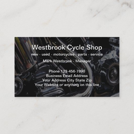 Cool Twee Zijde Motorcycle Shop Visitekaartjes (Achterkant)