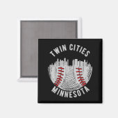 Cool Twin Cities Minnesota Mn Baseball Skyline St Magneet (Voorkant / Achterkant)