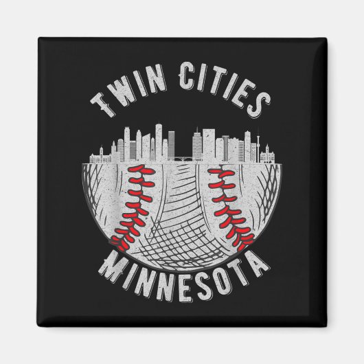 Cool Twin Cities Minnesota Mn Baseball Skyline St Magneet (Voorkant)