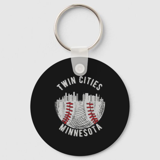 Cool Twin Cities Minnesota Mn Baseball Skyline St Sleutelhanger (Voorkant)