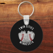 Cool Twin Cities Minnesota Mn Baseball Skyline St Sleutelhanger (Voorkant)