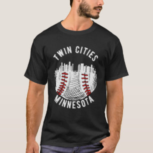 Cool Twin Cities Minnesota MN Baseball Skyline St. T-shirt