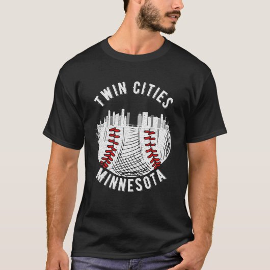 Cool Twin Cities Minnesota MN Baseball Skyline St. T-shirt (Voorkant)