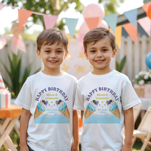 Cool Twins Ice Cream Boys Verjaardagsfeestje T-shirt