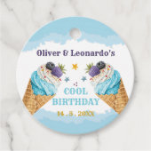 Cool Twins Ice Cream Boys Verjaardagspapier Bord Bedankjes Labels (Voorkant)